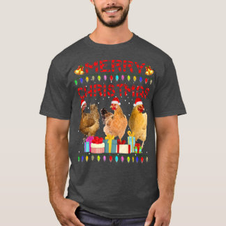 T-shirt Joyeux Noël Poulet de Noël Feu de Noël Feu de Noël