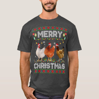 T-shirt Joyeux Noël Poulet de Noël Feu de Noël Lumières No