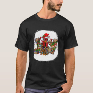 T-shirt Joyeux Noël Poulet Joie Chapeau de Père Noël Lumiè