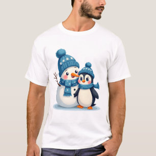 T-shirt Joyeux Noël Pour Cadeau Manchot Bonhomme de Neige