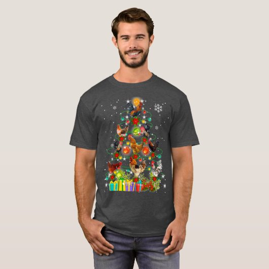 T-shirt Joyeux Noël pour Poulet Arbre à Poulet Chat de Pèr (Devant entier)