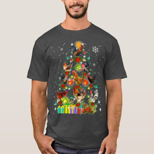 T-shirt Joyeux Noël pour Poulet Arbre à Poulet Chat de Pèr (Devant)