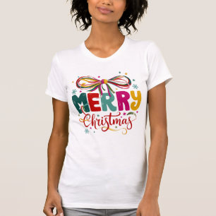 T-shirt Joyeux Noël Préparé Coquette Bow Noël 