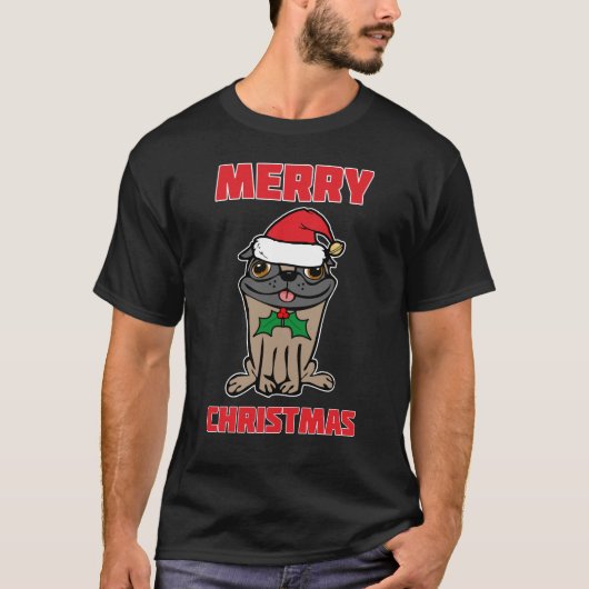T-shirt Joyeux Noël Pug (Devant)