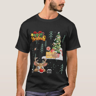 T-shirt Joyeux Noël Reindeer Amusant Vacances Famille Chem