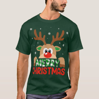 T-shirt Joyeux Noël Reindeer Leopard Buffalo Red Plaid