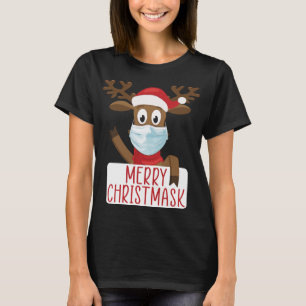 T-shirt Joyeux Noël Reindeer Visage Masque Drôle Christma