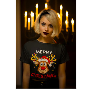 T-shirt Joyeux Noël Reindeer Xmas Famille Hommes Femmes
