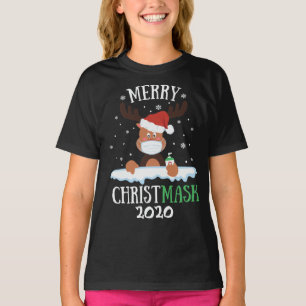 T-shirt Joyeux Noël rennes masque visage désinfectant