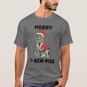 T-shirt Joyeux Noël Rex Mas Père Noël T Rex Dinosaur Noël