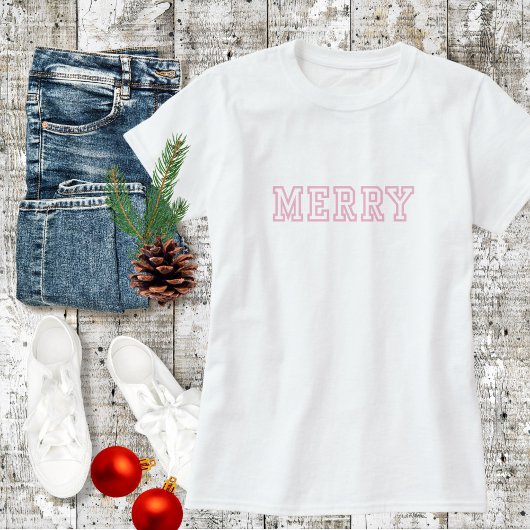 T-shirt Joyeux Noël rose