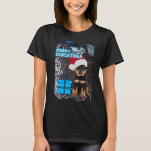 T-shirt Joyeux Noël Rottweiler Puppy avec présent