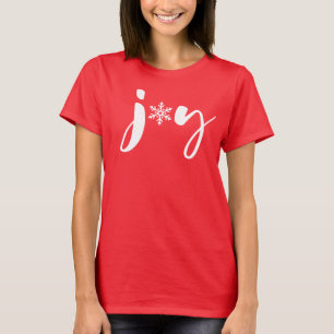 T-shirt Joyeux Noël rouge et blanc Flocon de neige