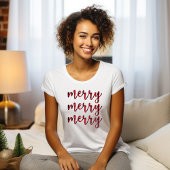 T-shirt Joyeux Noël Rouge moderne Script mignonne Femmes