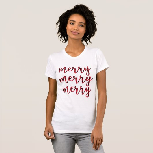 T-shirt Joyeux Noël Rouge moderne Script mignonne Femmes (Devant entier)