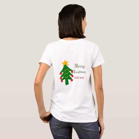 T-shirt Joyeux Noël rouge vert Noël ajouter le nom (Dos entier)