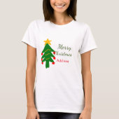 T-shirt Joyeux Noël rouge vert Noël ajouter le nom (Devant)