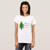 T-shirt Joyeux Noël rouge vert Noël ajouter le nom (Devant entier)