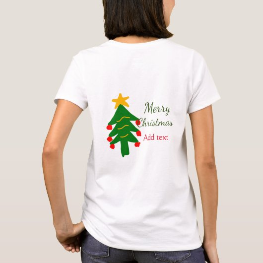 T-shirt Joyeux Noël rouge vert Noël ajouter le nom (Dos)
