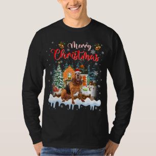 T-shirt Joyeux Noël Sanglant Chien Santa Hat Lights Xm