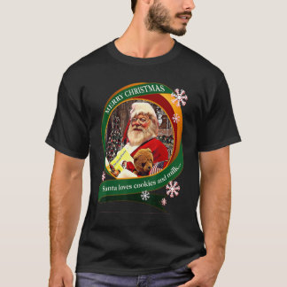 T-shirt Joyeux Noël Santa Aime les Cookies et le Lait Conc