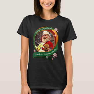 T-shirt Joyeux Noël Santa Aime les Cookies et le Lait Conc