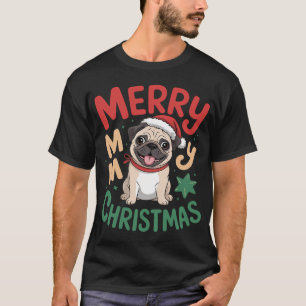 T-shirt Joyeux Noël Santa Pug Joyeux Chapeau de Père Noël