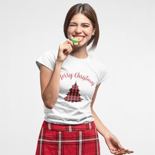 T-shirt Joyeux Noël Script Buffalo Check
