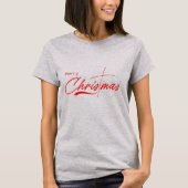 T-shirt Joyeux Noël Script Croix chrétienne (Devant)