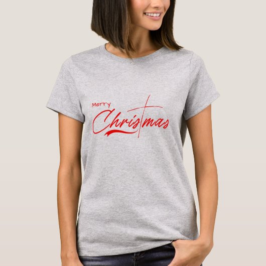 T-shirt Joyeux Noël Script Croix chrétienne (Devant)