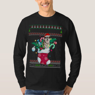 T-shirt Joyeux Noël Sibérien Husky Chien Dans Sock Funny X