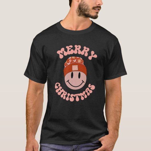 T-shirt Joyeux Noël Snowman Retro Pôle Nord Souriant F (Devant)