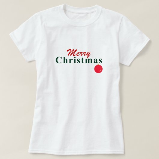 T-shirt "Joyeux Noël" Souhait et ornement de pendaison (Design devant)