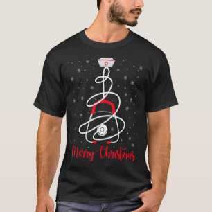 T-shirt Joyeux Noël Stethoscope Arbre Infirmière Infirmièr