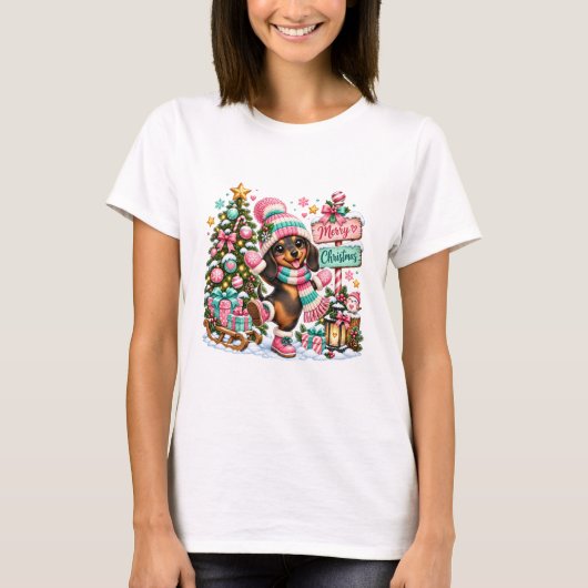 T-shirt Joyeux Noël Teckel (Devant)