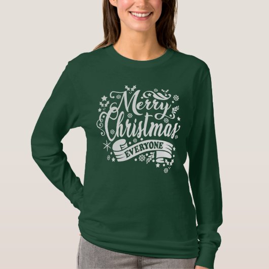 T-shirt Joyeux Noël Tout le monde moderne Noël vert (Devant)