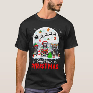 T-shirt Joyeux Noël Trois Père Noël Elf Reindeer Pit Bulls