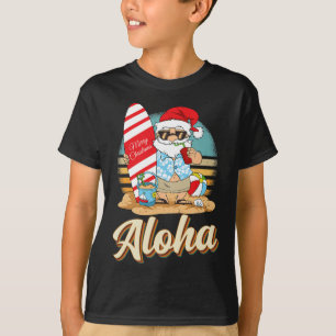 T-shirt Joyeux Noël Tropical Aloha Père Noël Noël en Juill