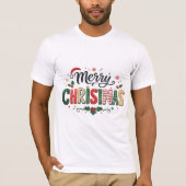 T-shirt Joyeux Noël Typographie Festive (Devant)