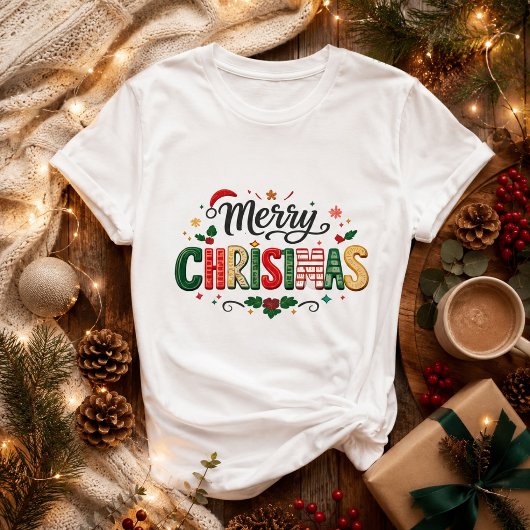 T-shirt Joyeux Noël Typographie Festive