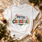 T-shirt Joyeux Noël Typographie Festive