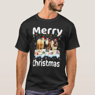 T-shirt Joyeux Noël Vache  Agriculteur Chapeau de Père Noë