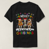 T-shirt Joyeux Noël Vache fermier Santa Hat Flammes  (Design devant)