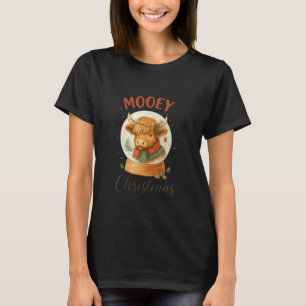 T-shirt Joyeux Noël Vache Highland Boule à Neige Cosy Fête