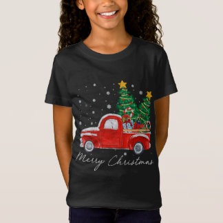 T-Shirt Joyeux Noël vintage Camion Rouge Arbre de Noël S