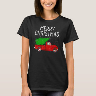 T-shirt Joyeux Noël Vintage Camion Rouge avec arbre famill