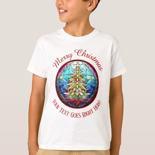 T-shirt Joyeux Noël Vitrail Xmas Arbre (Devant)