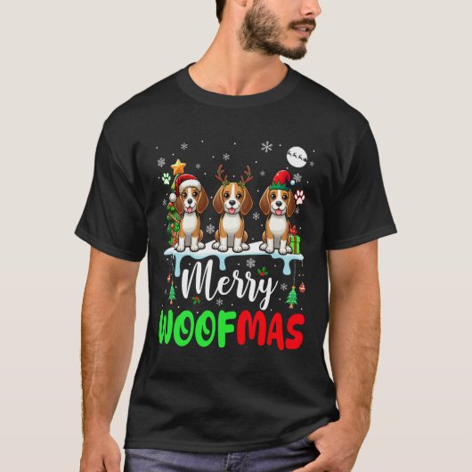 T-shirt Joyeux Noël Wohof Three Père Noël Reindeer Elf Bea (Devant)