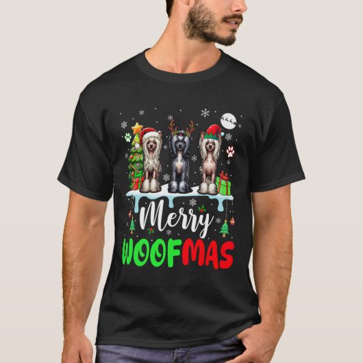 T-shirt Joyeux Noël Woit Trois Elfes Père Noël Crest chino (Devant)