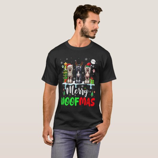 T-shirt Joyeux Noël Woit Trois Elfes Père Noël Crest chino (Devant entier)